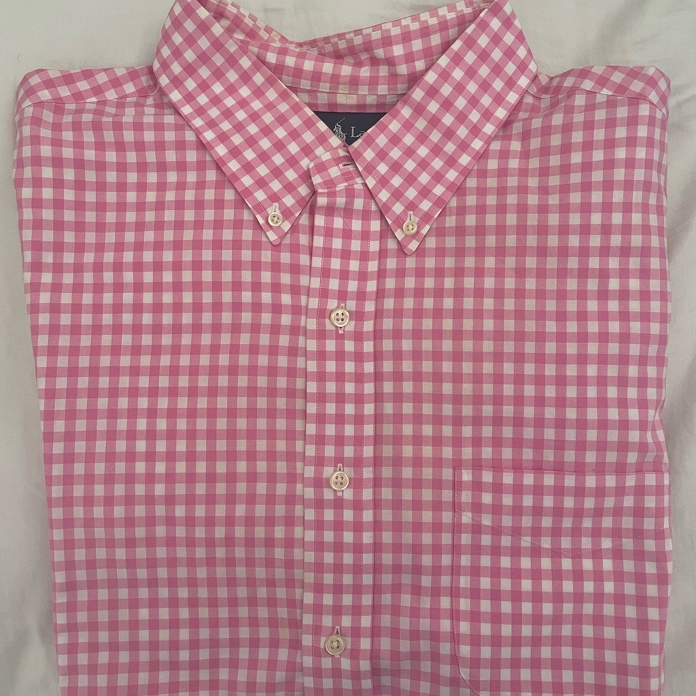 Ralph Lauren Pink and White Casual Button Down Shirt
